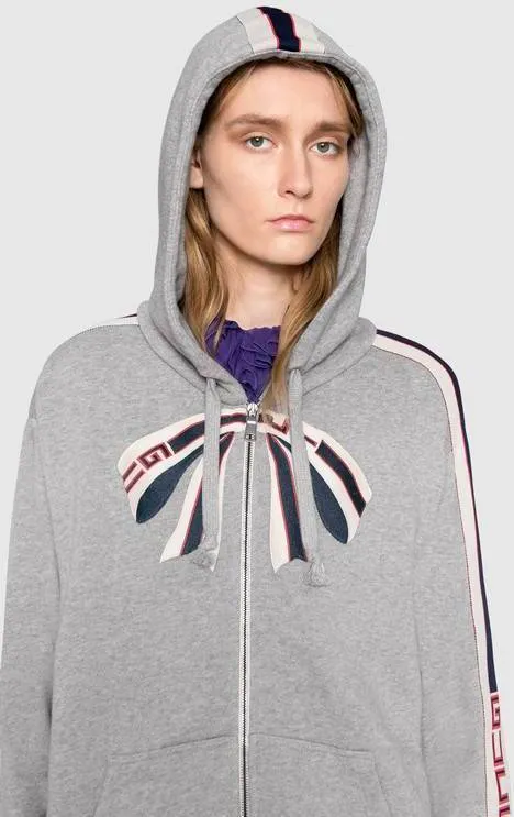 Grey Stripe Zip Hooded Sweatshirt