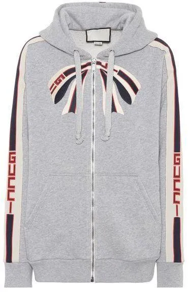 Grey Stripe Zip Hooded Sweatshirt