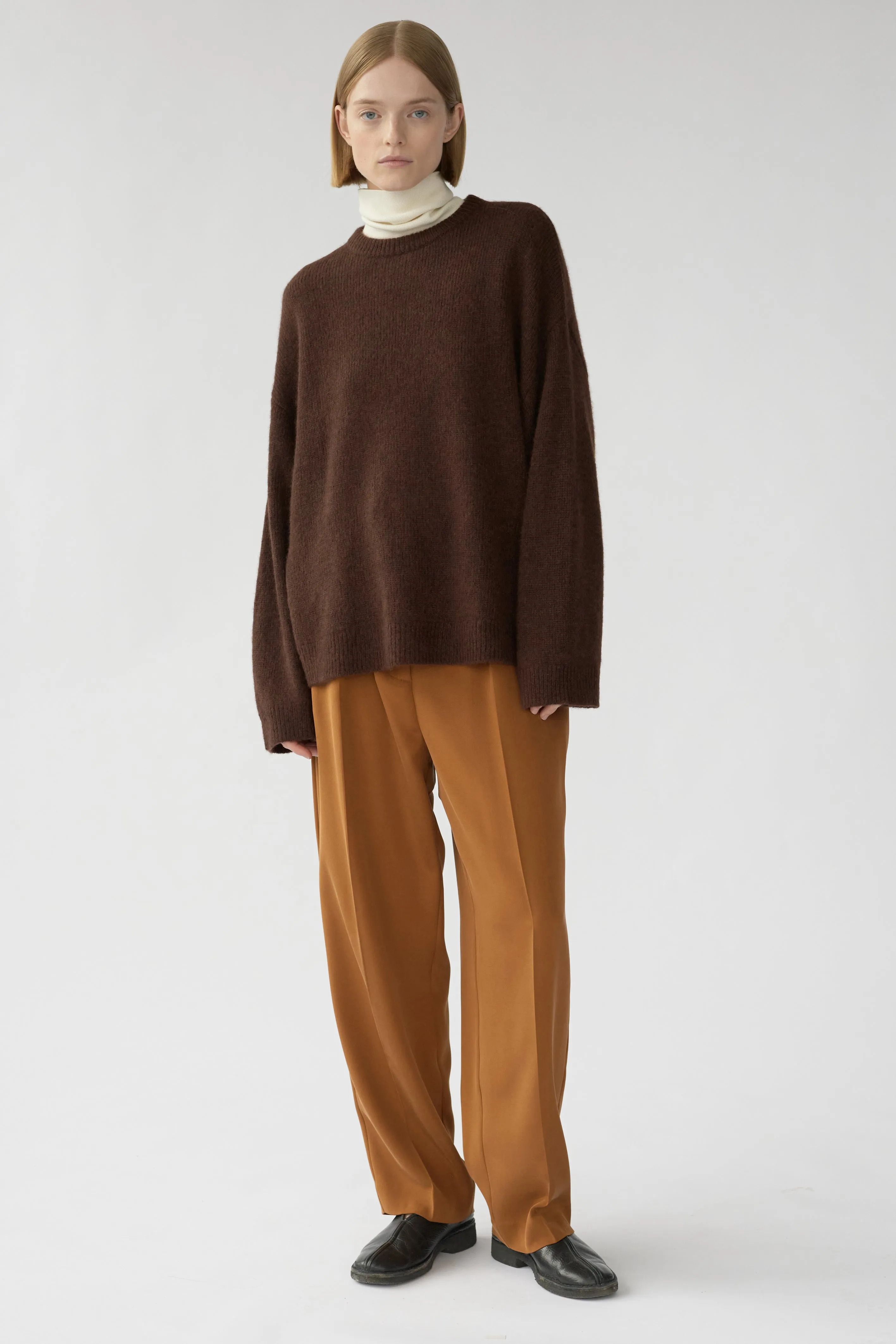 JOSEPH PANTS - SUEDE BROWN - SILK/SPANDEX