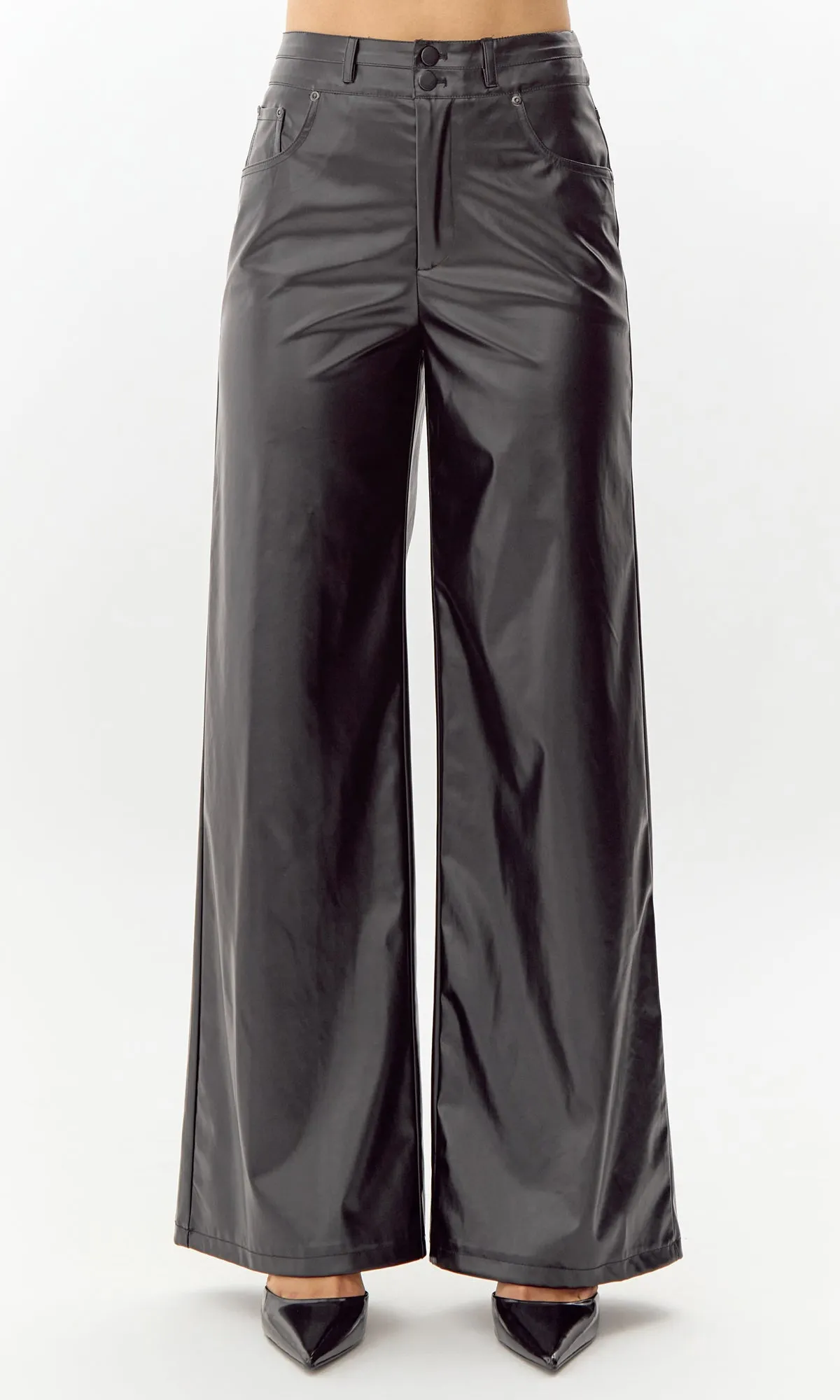 Justin Vegan Leather Wide Leg Pant Trouser