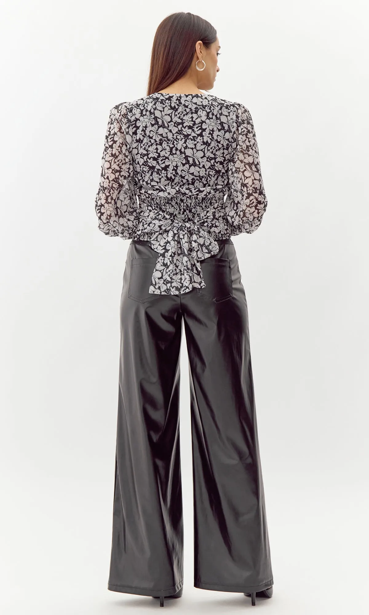 Justin Vegan Leather Wide Leg Pant Trouser