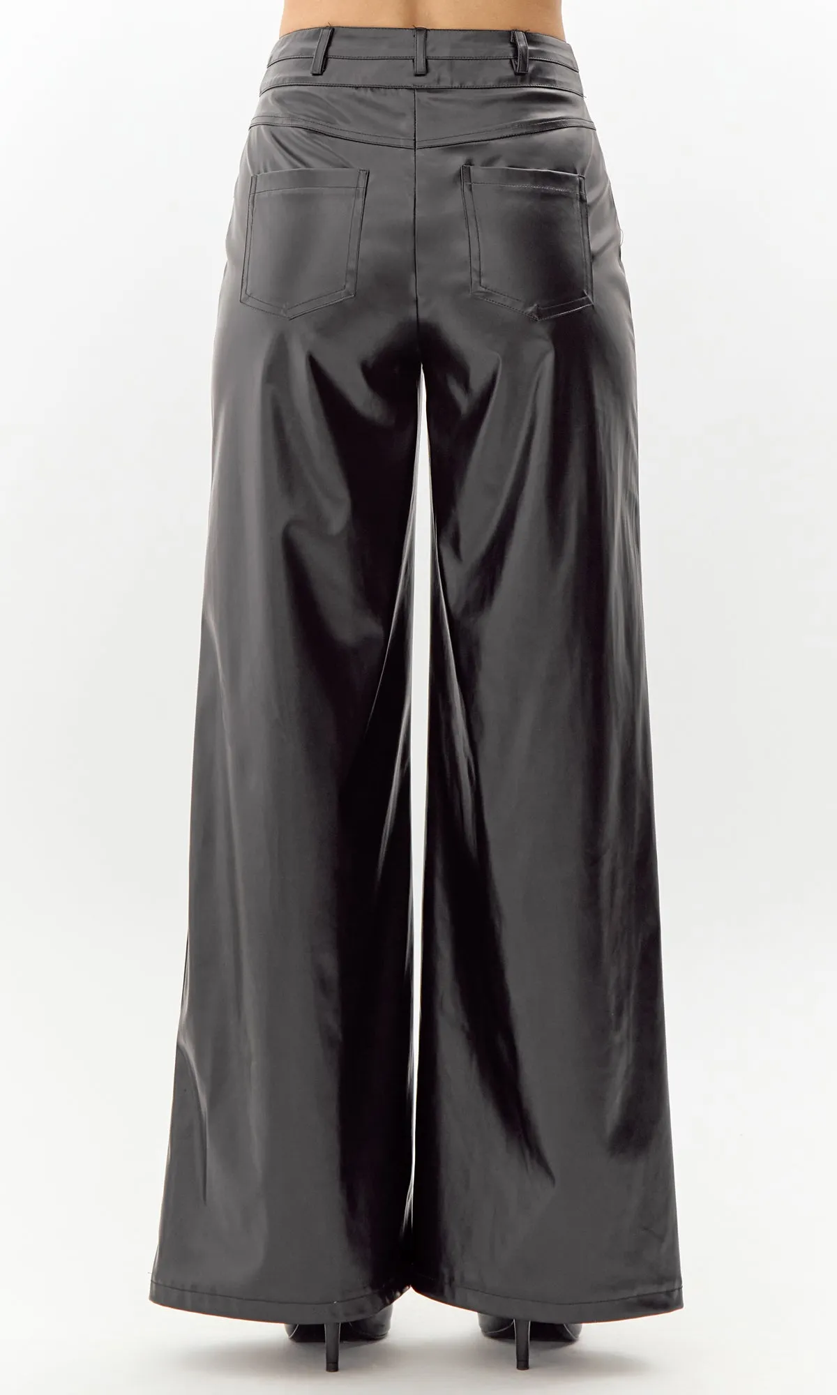 Justin Vegan Leather Wide Leg Pant Trouser