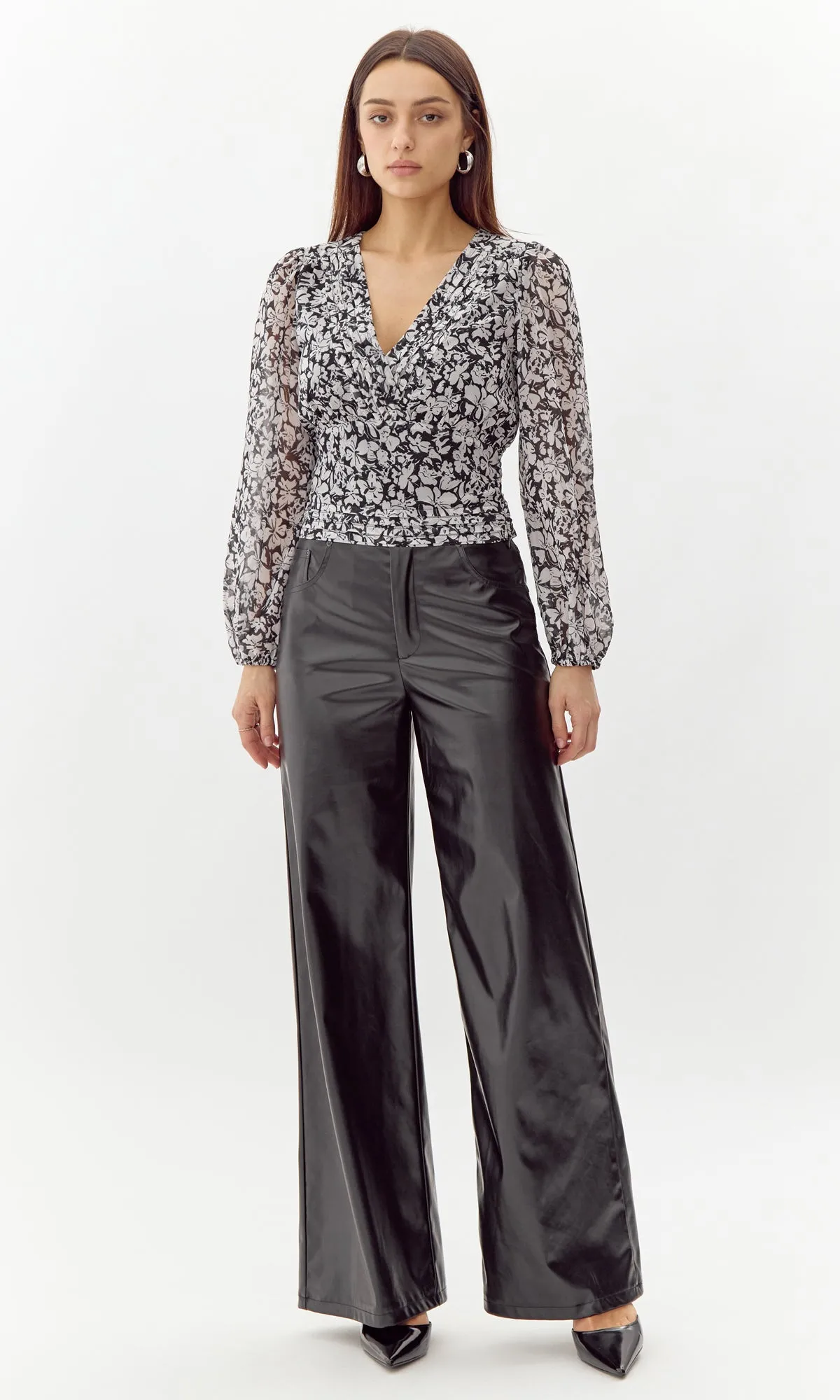 Justin Vegan Leather Wide Leg Pant Trouser