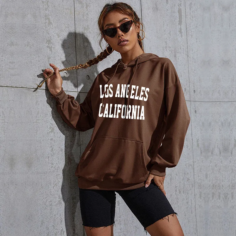 Letters Casual Hooded Sweatshirt Women Wholesale