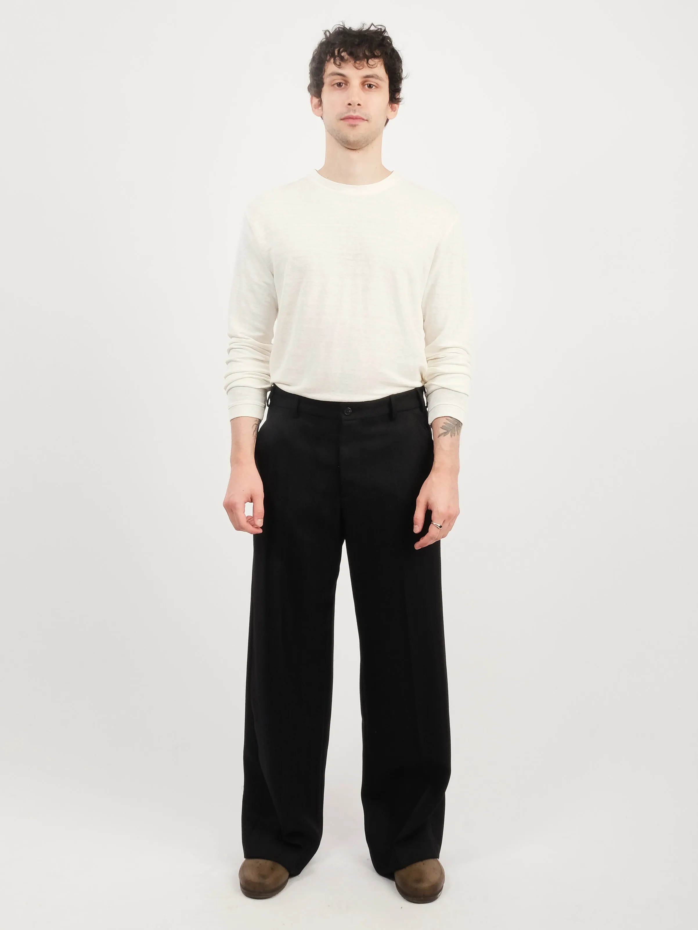 Maitre D Black Wool Sailor Trouser