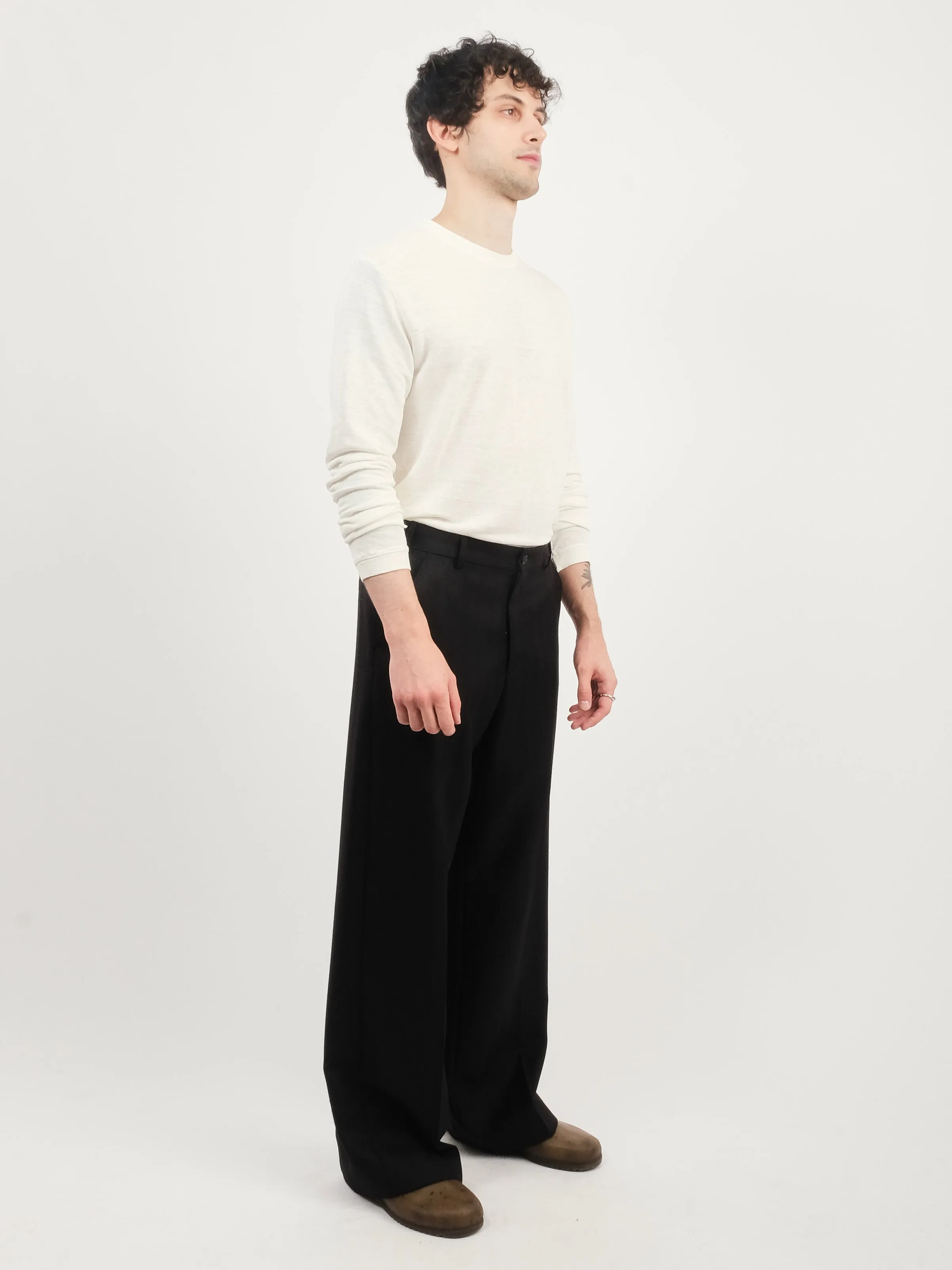 Maitre D Black Wool Sailor Trouser