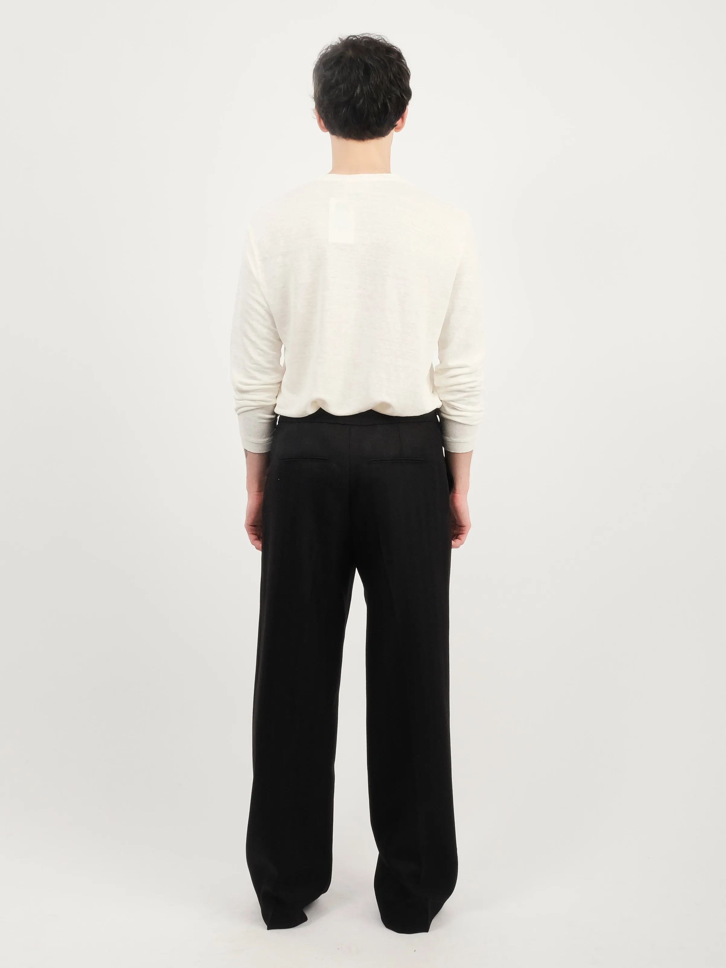 Maitre D Black Wool Sailor Trouser