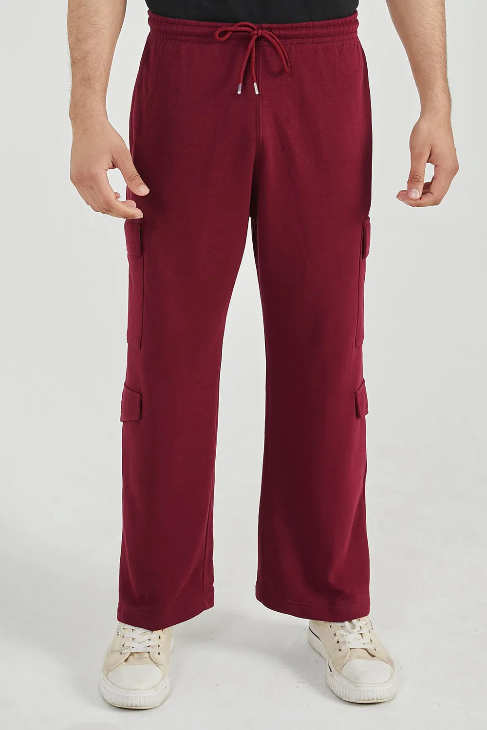 Maroon Wide Legged Cargo Trousers