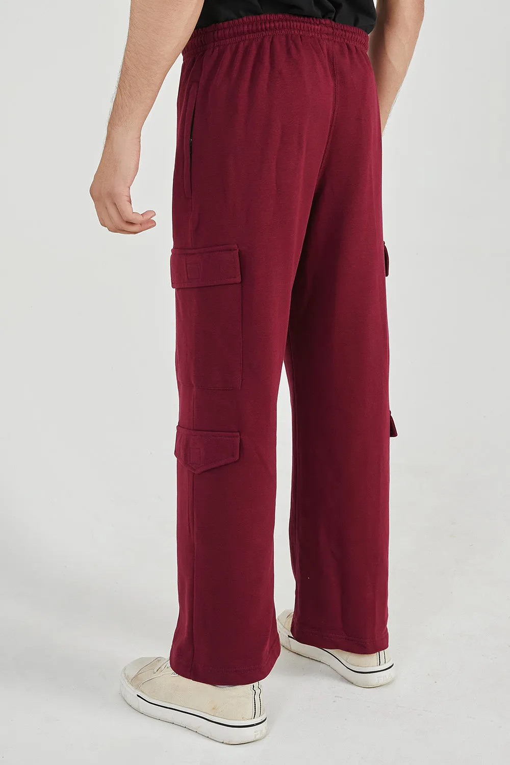 Maroon Wide Legged Cargo Trousers