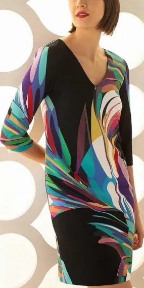 Multi Colored Abstract Print Silk Mini Dress