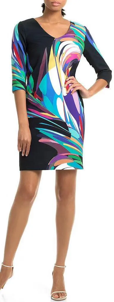 Multi Colored Abstract Print Silk Mini Dress