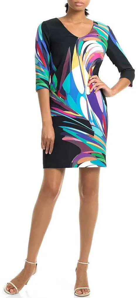 Multi Colored Abstract Print Silk Mini Dress