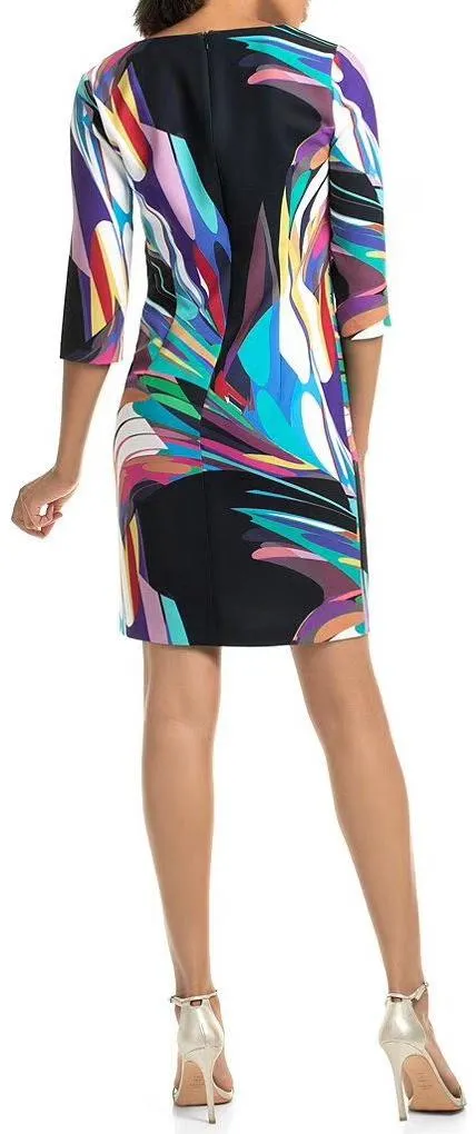 Multi Colored Abstract Print Silk Mini Dress