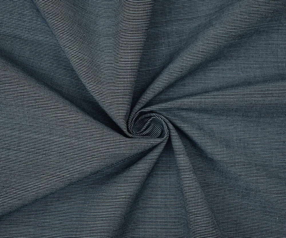 Navy-Light Blue-White Polyester Wool Blend Stripe Woven Shirting Fabric