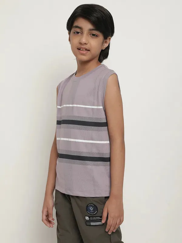 Octave Boys Striped Sleeveless Cotton T-Shirt