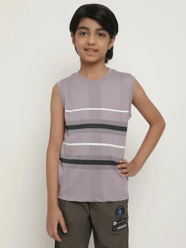 Octave Boys Striped Sleeveless Cotton T-Shirt