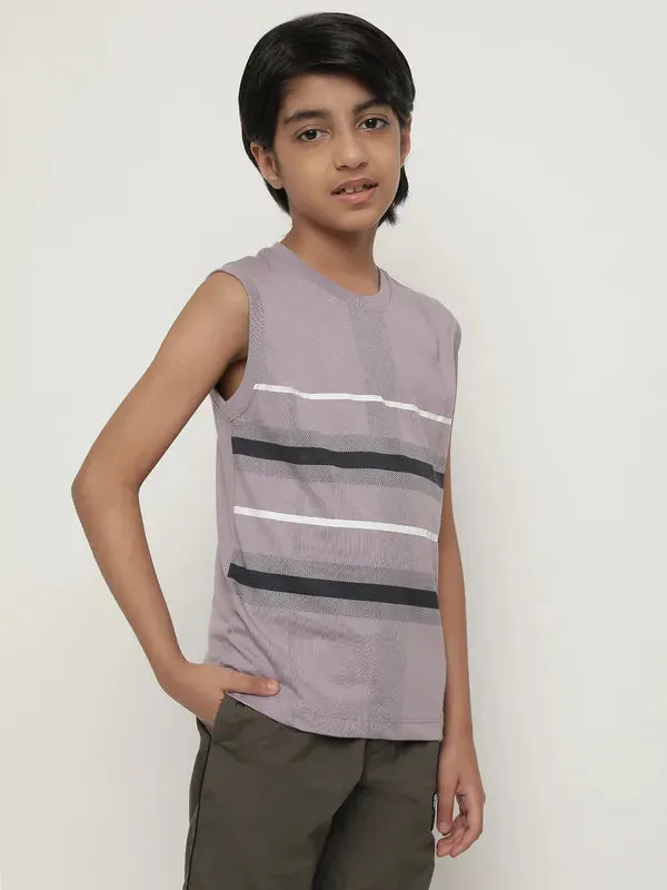 Octave Boys Striped Sleeveless Cotton T-Shirt