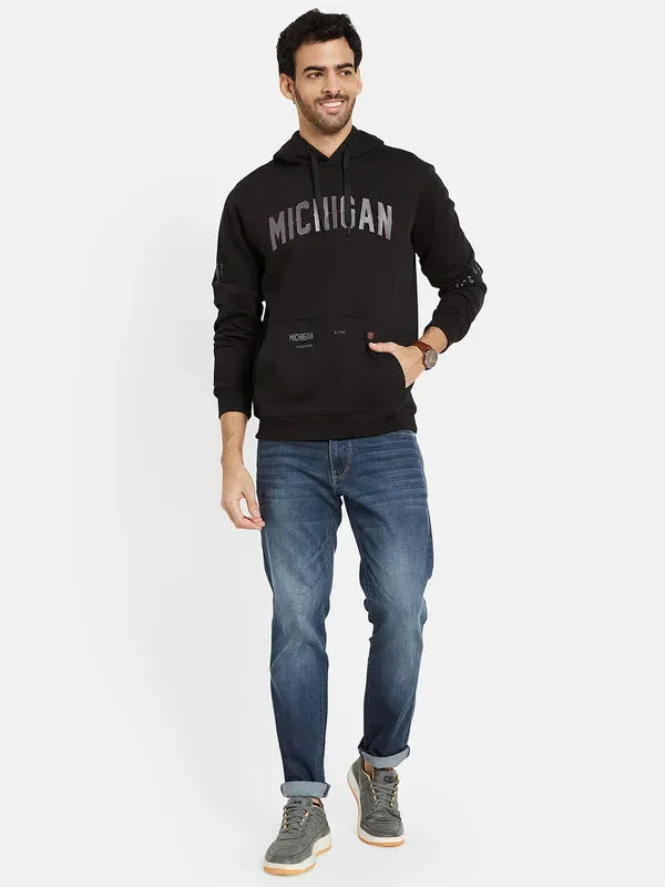 Octave Men Black Hooded Sweatshirt