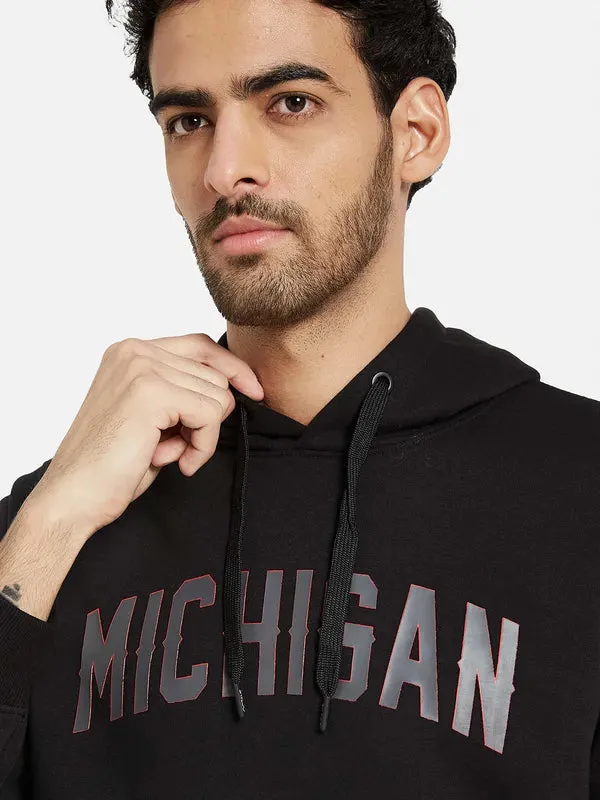 Octave Men Black Hooded Sweatshirt