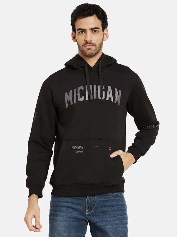 Octave Men Black Hooded Sweatshirt