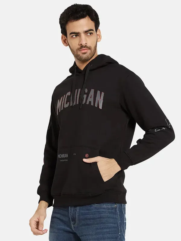 Octave Men Black Hooded Sweatshirt