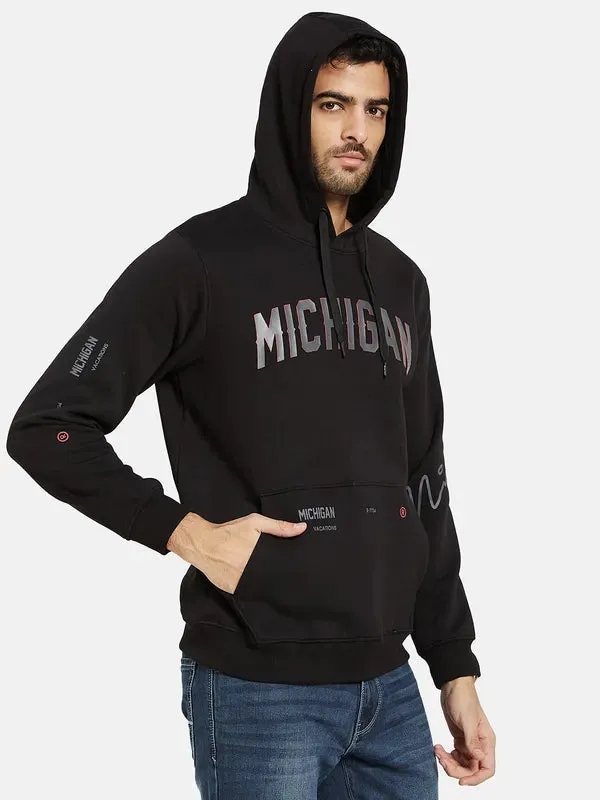 Octave Men Black Hooded Sweatshirt