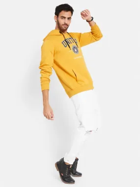 Octave Men Yellow Printed Hooded Sweatshirt