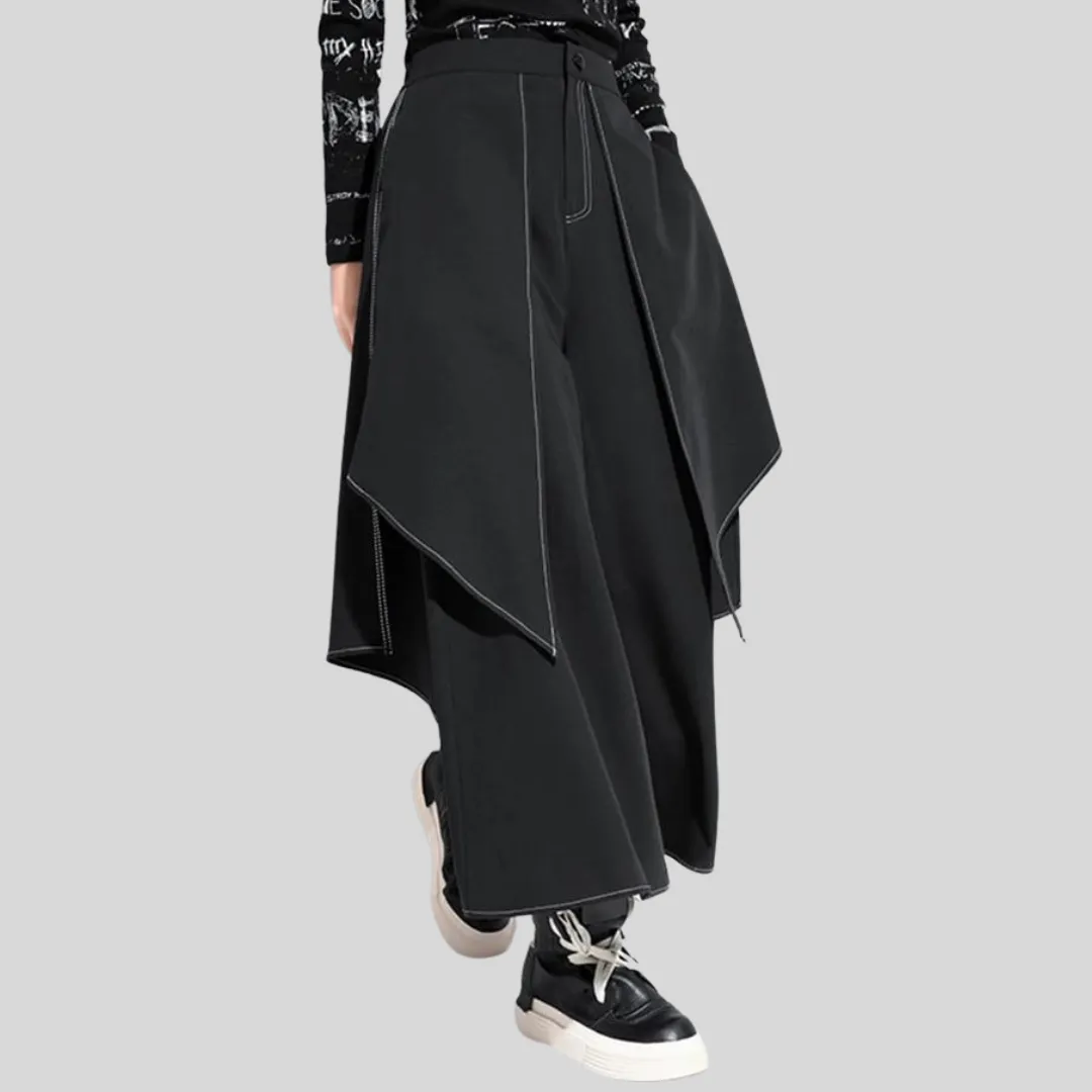 Office Style Wide Legged Trousers With Trendy Overlay