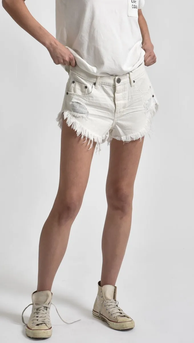 One Teaspoon Brandos Denim Shorts Chalk