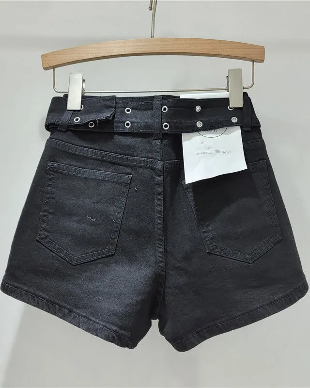 Retro High Waist Loose Stretch Denim Shorts