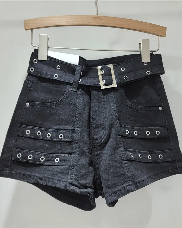 Retro High Waist Loose Stretch Denim Shorts