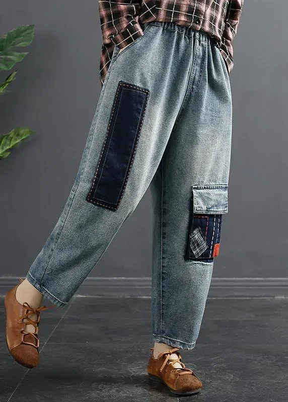 Retro Patch Embroidered Jeans Women's Spring Loose Harem Pants