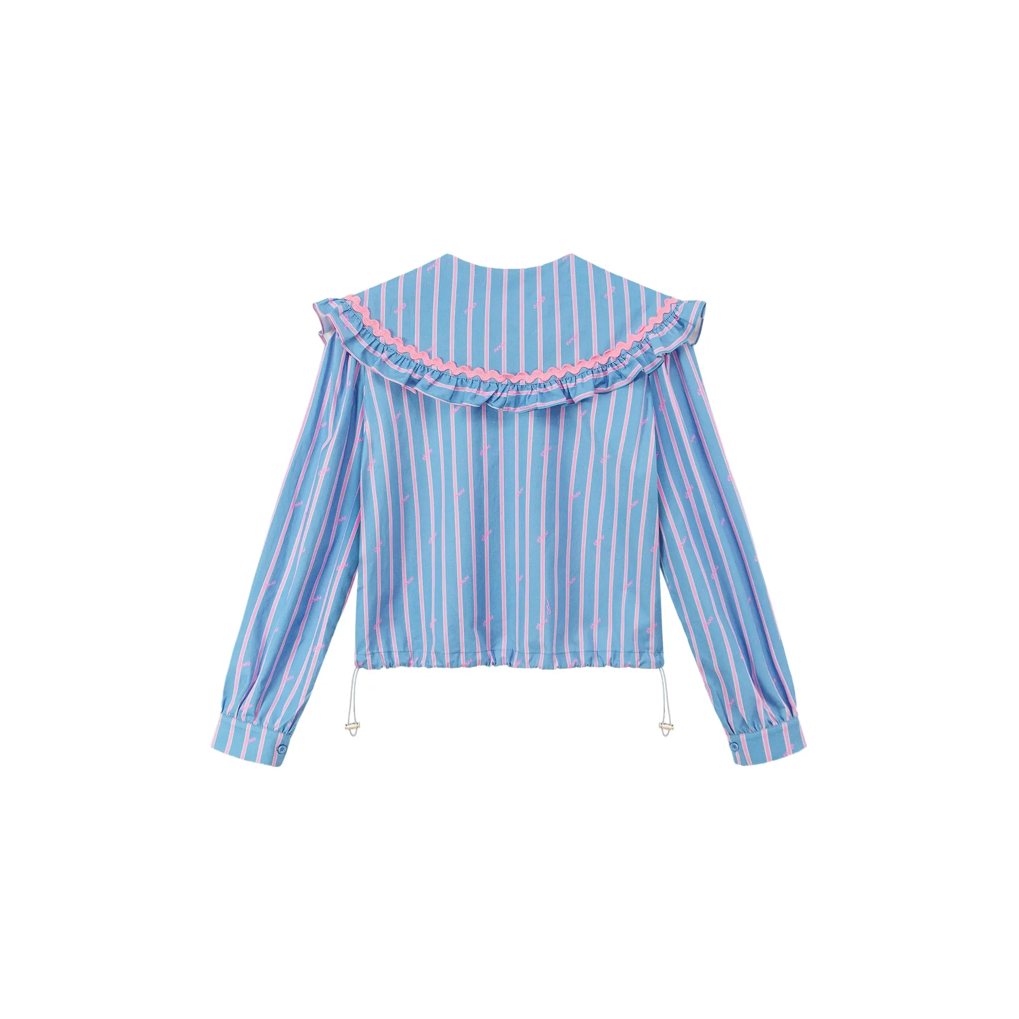 Ruffle Collar Striped Shirt