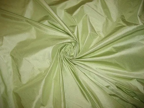 SILK TAFFETA FABRIC ~Apple Green &amp; cream color gorgeous small plaids 54&quot; wide TAFC4