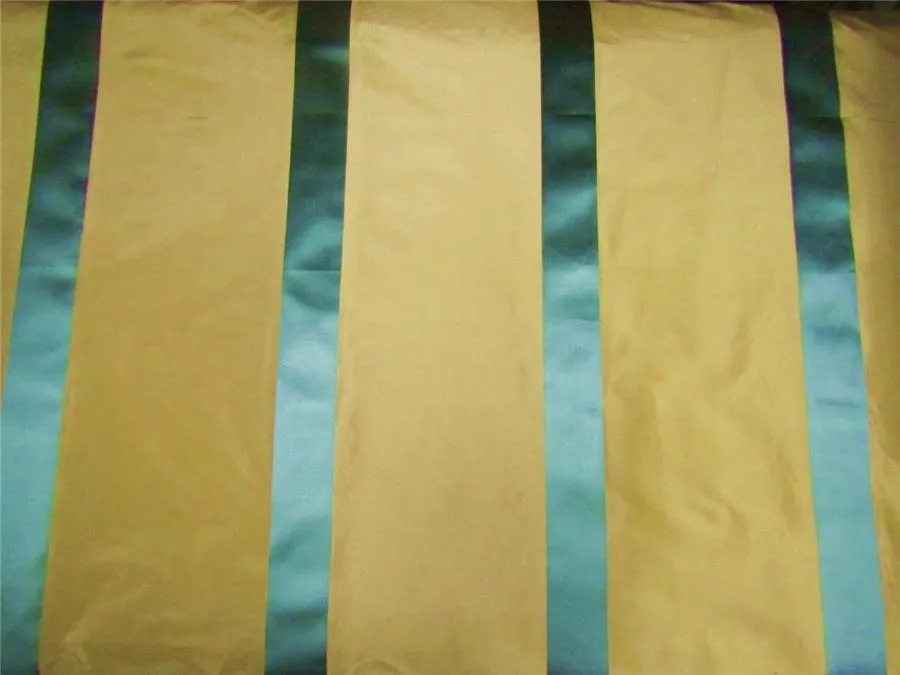 Silk Taffeta Fabric champagne x blue satin stripes TAFS151 54&quot; wide