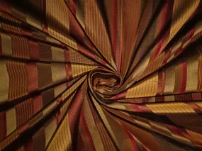 Silk Taffeta Fabric dark browns&amp; satin stripes 54" wide TafS125