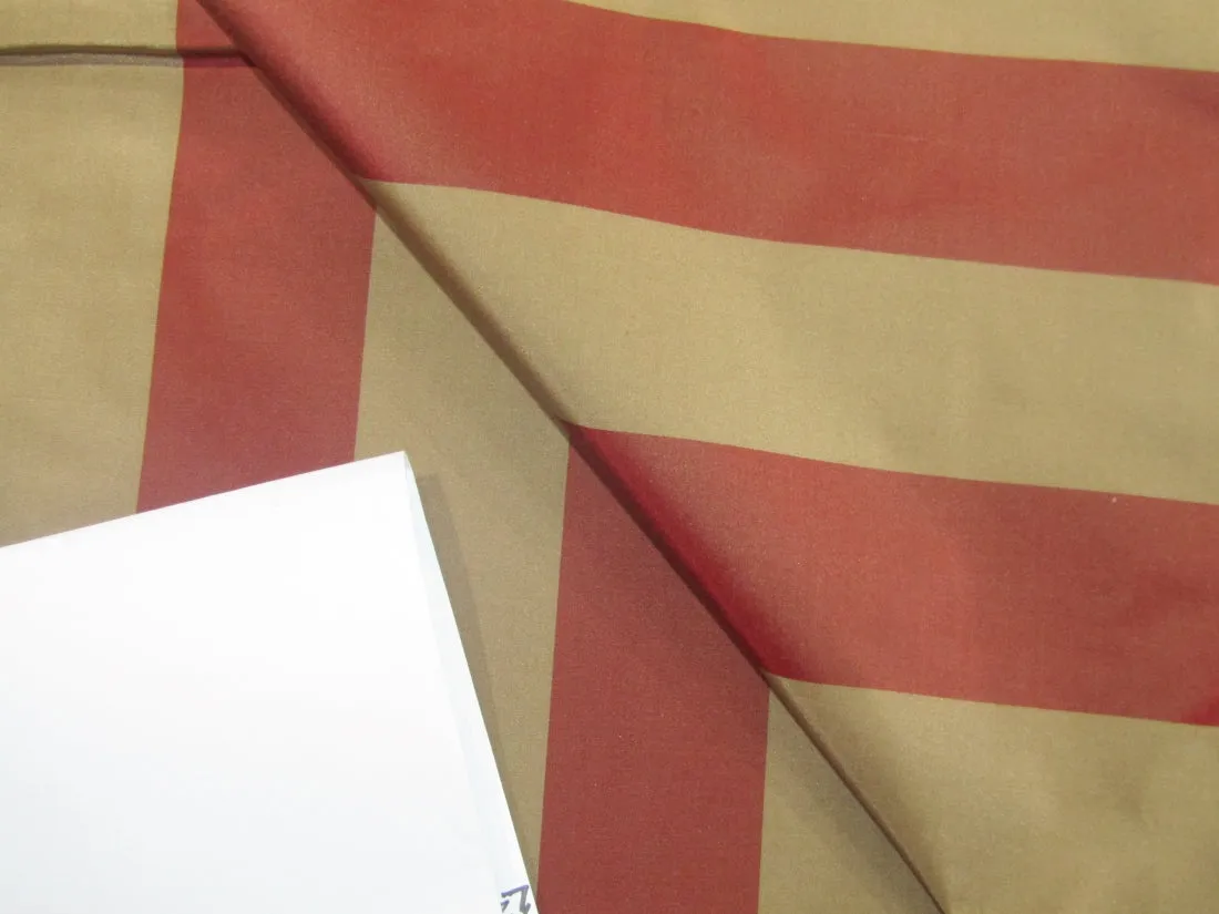 Silk Taffeta Fabric Dark Red &amp; Dark Beige stripes 54&quot; wide TAFS9