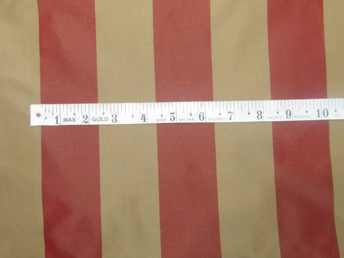 Silk Taffeta Fabric Dark Red &amp; Dark Beige stripes 54&quot; wide TAFS9