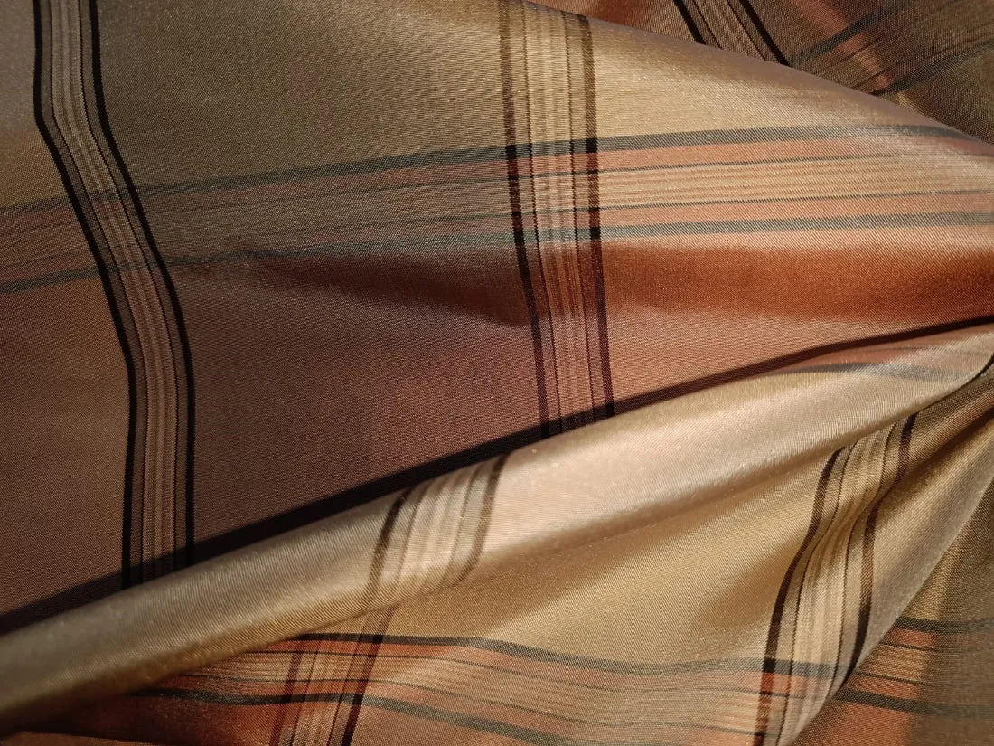 SILK TAFFETA FABRIC Light pastel colour plaids 54&quot; wide TAF#C25[2]