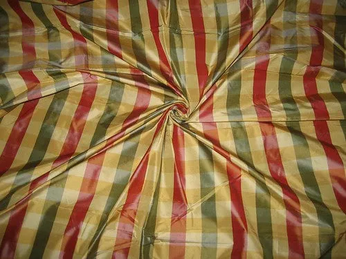 SILK TAFFETA FABRIC- multi collour plaids 54&quot; wide