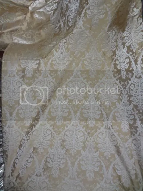 Silk taffeta jacquard fabric Dark Cream &amp; Gold 54&quot; wide-Damask fabric TAFJ2[1]