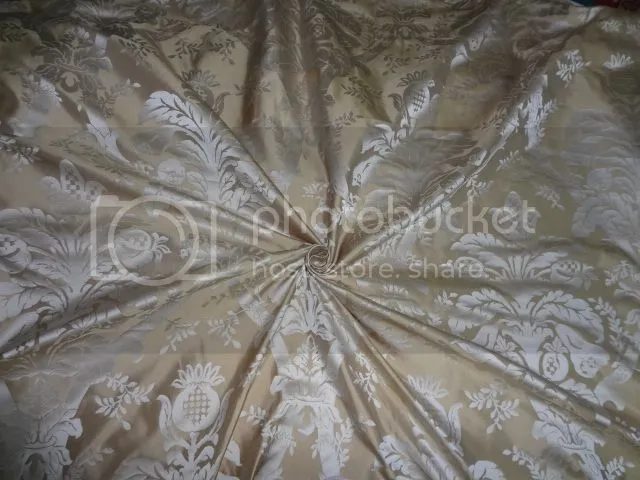 Silk taffeta jacquard fabric Dark Cream &amp; Gold 54&quot; wide-Damask fabric TAFJ2[1]