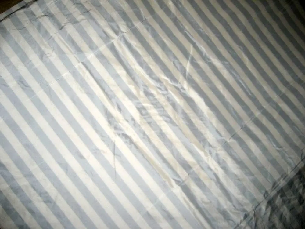 Silk taffeta one inch stripes 54&quot; ~white sky blue