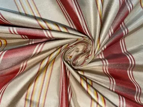 Silk Taffeta~ Salmon, Ivory, Yellow &amp; White color Stripe Width 54 INCH TAFS29[4]