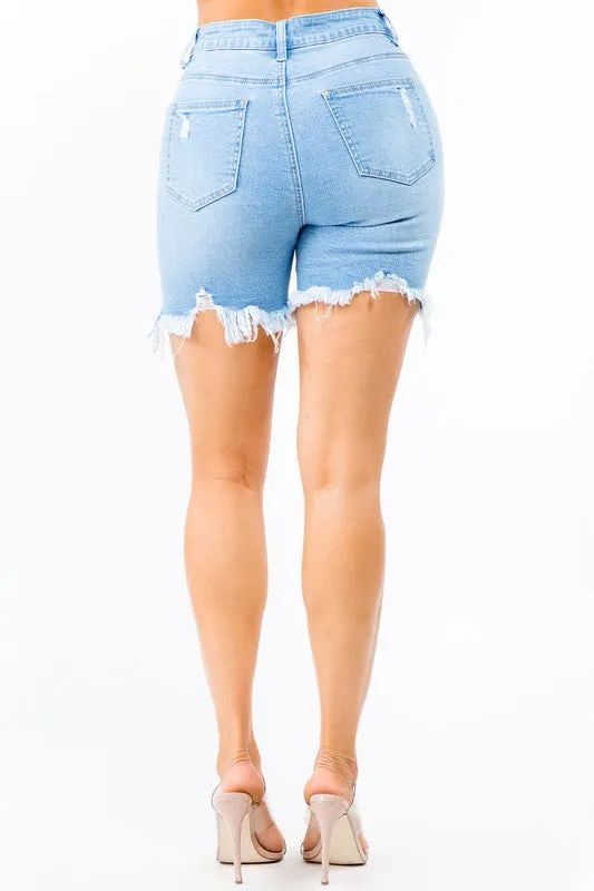 SKINNY DENIM SHORTS PLUS