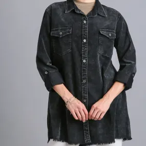 Stone Wash Collar Button Down Denim Jackets