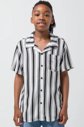 Stripe Short Sleeve Shirts White