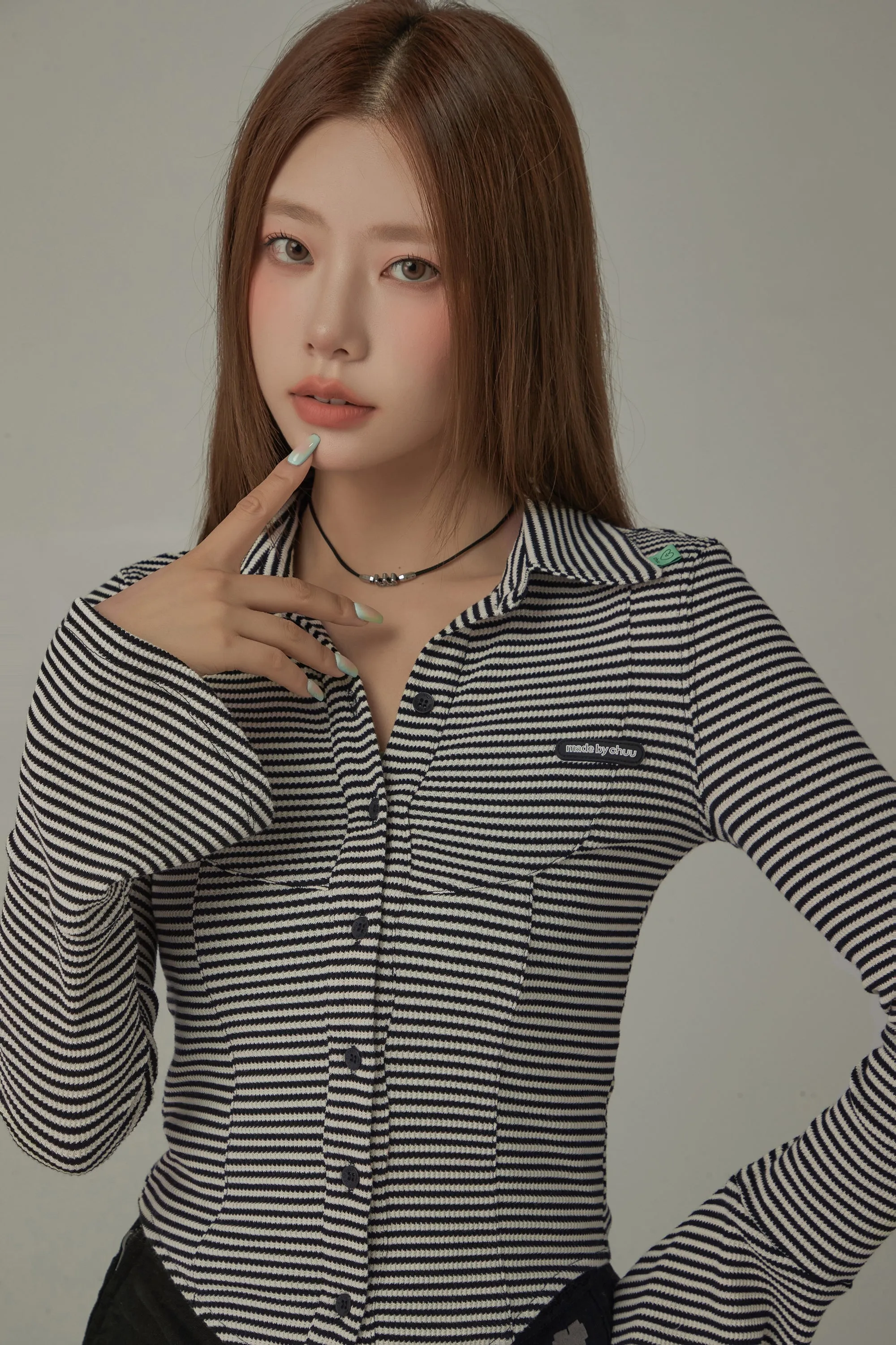 Striped Slim Bell Sleeve Shirt