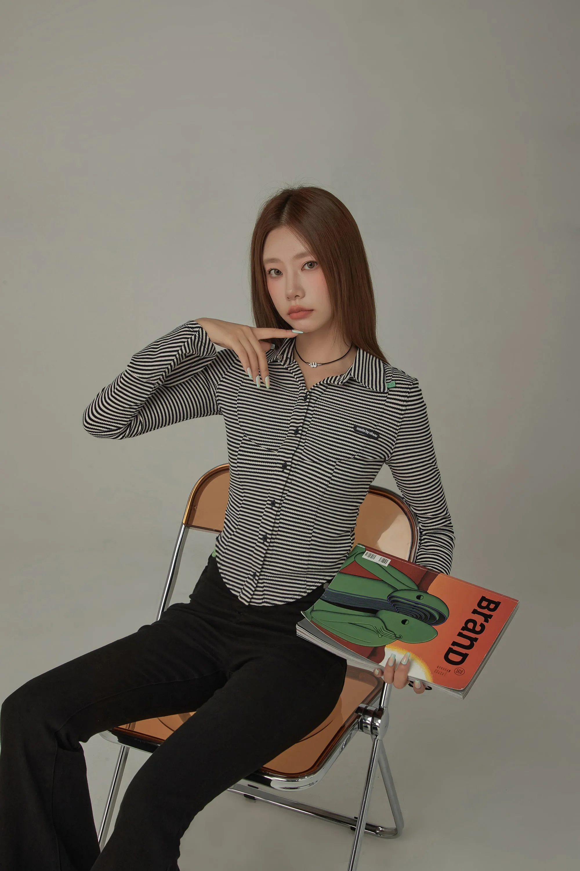 Striped Slim Bell Sleeve Shirt