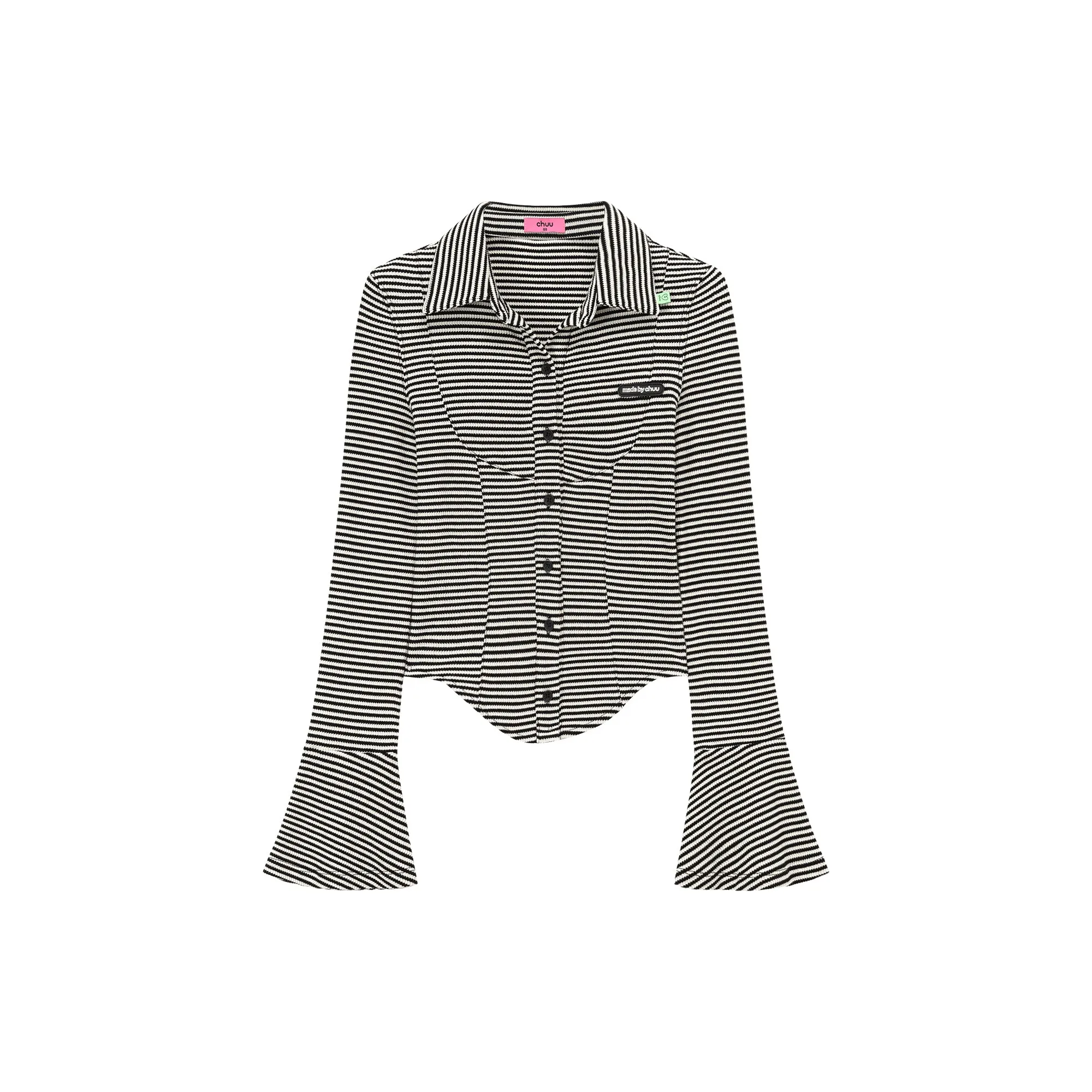 Striped Slim Bell Sleeve Shirt